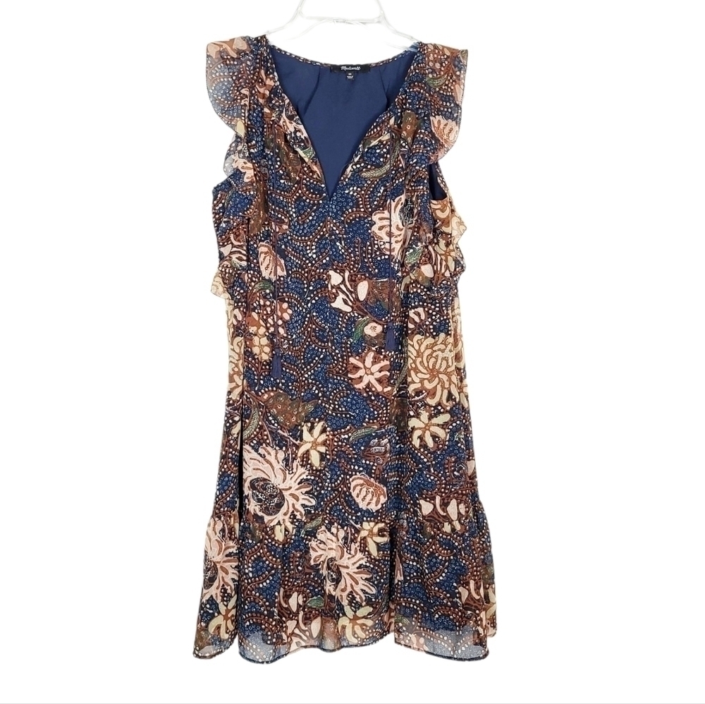 MADEWELL Lily Ruffle Dress in Sea Floral